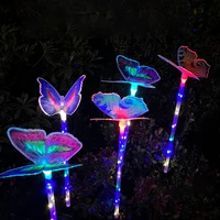 solar garden light fiber optic butterfly light color outdoor waterproof led lawn garden ground plug decorative light