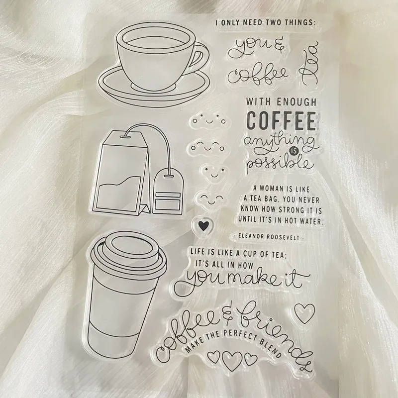 

Прозрачный силиконовый штамп для кофейной чашки и бутылки, штамп для скрапбукинга, украшение для фотоальбома