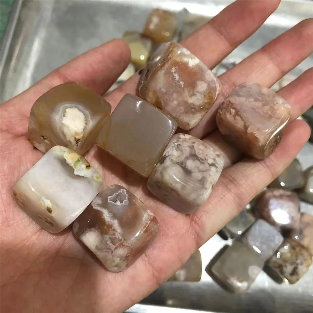 

Natural Quartz Flower Healing Gemstone Crystals Cherry Agate Cube For Sale100g