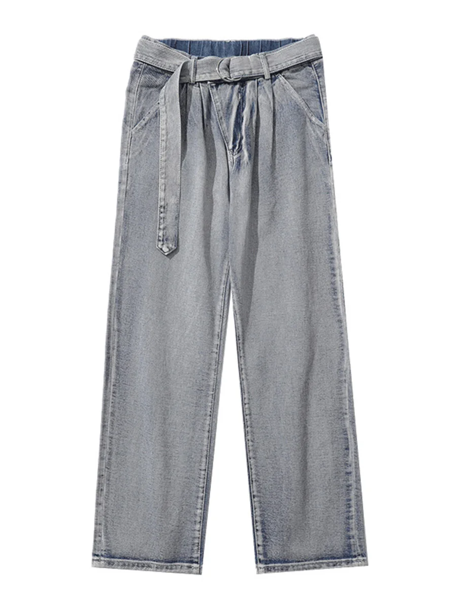 Four Seasons Men's Jeans Fashion Loose Straight New Casual Wide Leg Pants Denim Men's British Street Korean Hip Hop Pants Jeans