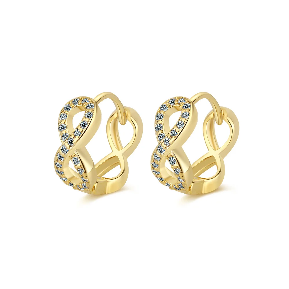 Wholesale Zircon Inlaid Diamond Chains Ear Clip Diamond Studded Hollow Simple Korean Style Numbers Earrings Ear Clip