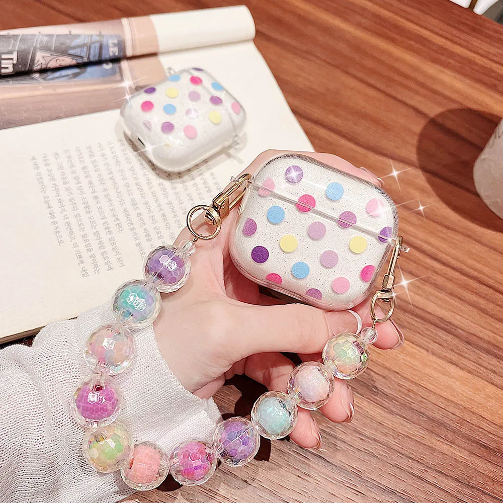 

Модные красочные блестящие чехлы для наушников в горошек для Apple AirPods 3 2 Pro, милый прозрачный чехол для наушников