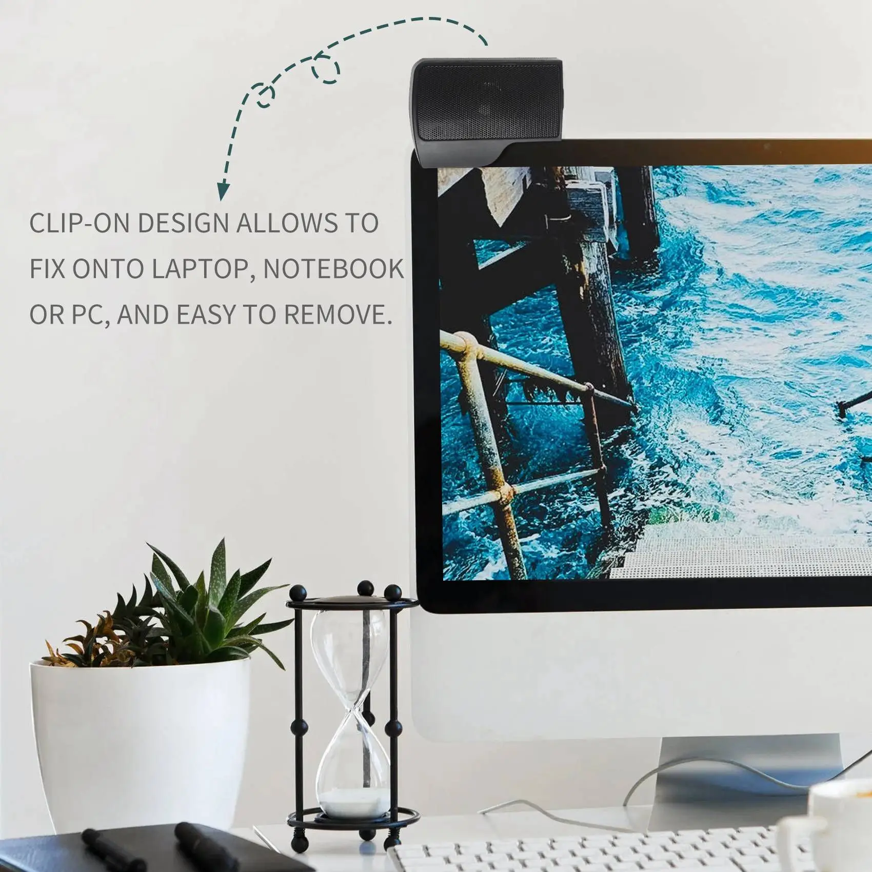 Mini Portable USB Stereo Speaker Soundbar for Notebook Laptop Mp3 Phone Music Player Computer PC with Clip Black