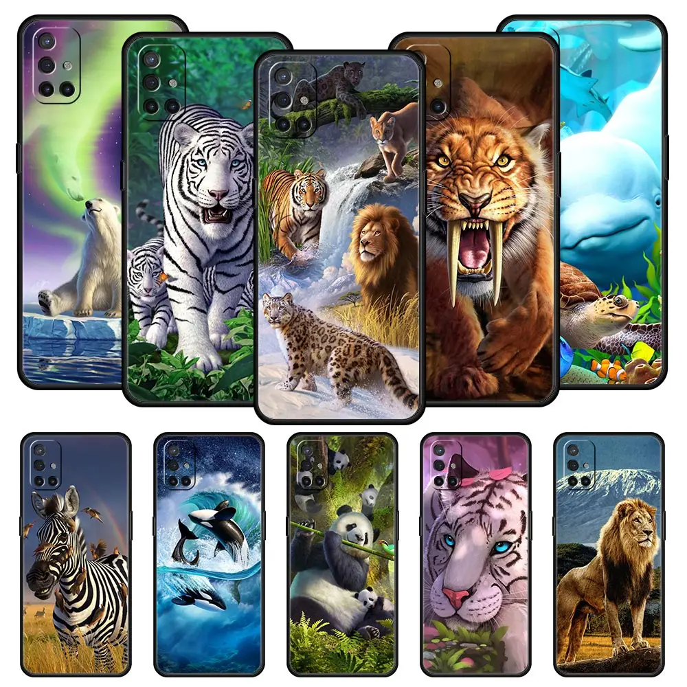 

Forest Animal Lion Tiger Phone Case For OnePlus 10 9 8 8T 7 7T Pro 9R 9RT 5G One Plus Nord 2 CE N200 N100 N10 Black Cover Soft