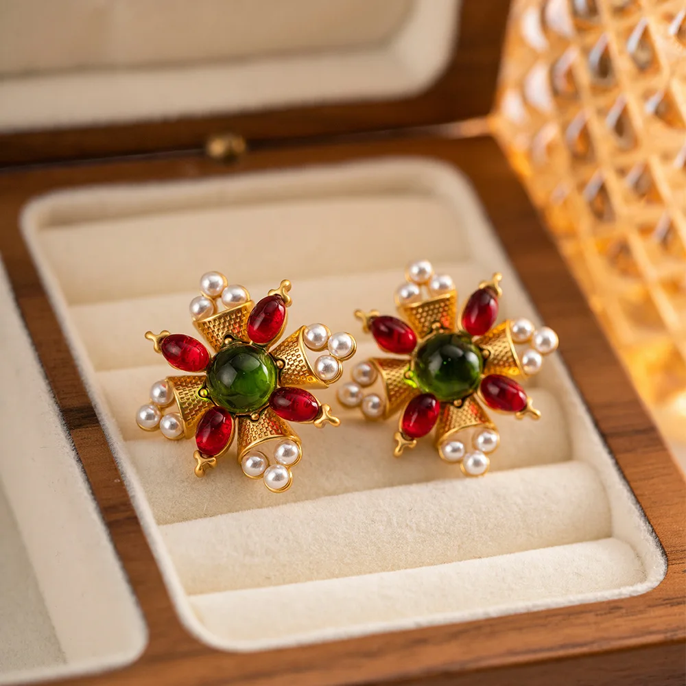 

Fashion Resin Flower Pendant Studs Earrings For Women Kpop Colorful Earrings Silver 925 Party Jewelry Retro Accessories Bijoux