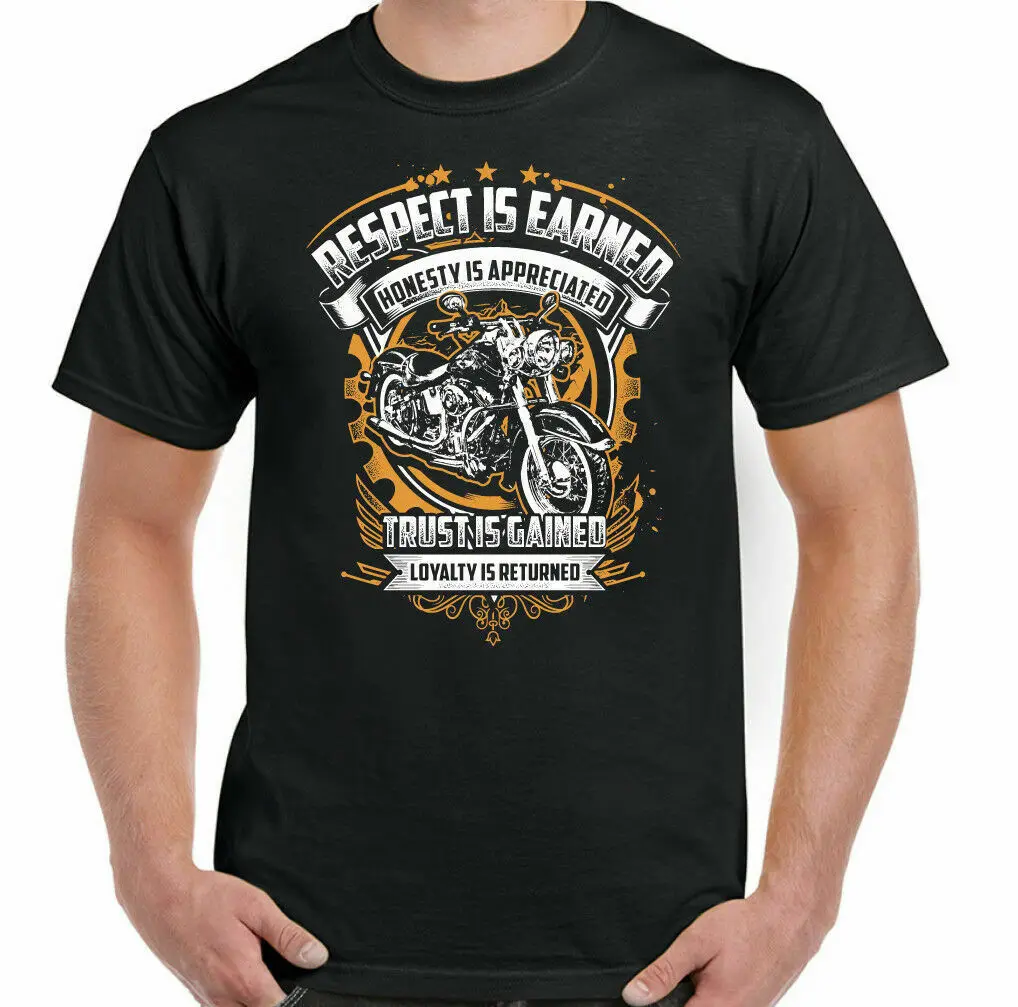 

Biker T-Shirt Respect is Earned Mens Motorbike Motorcycle Bike