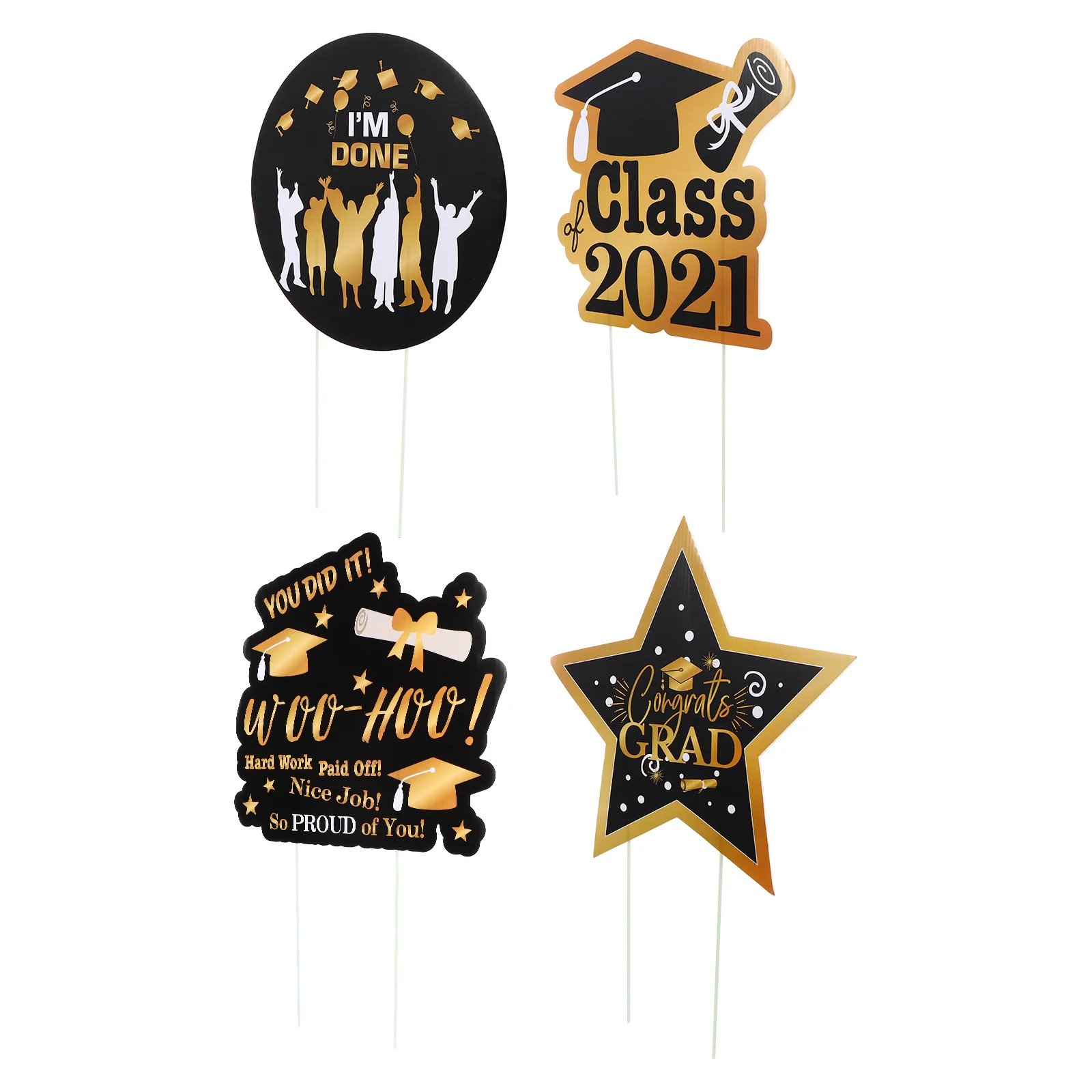 

4pcs Plastic Graduation Garden Yard Signs Outdoor Party Decorative Lawn Signs