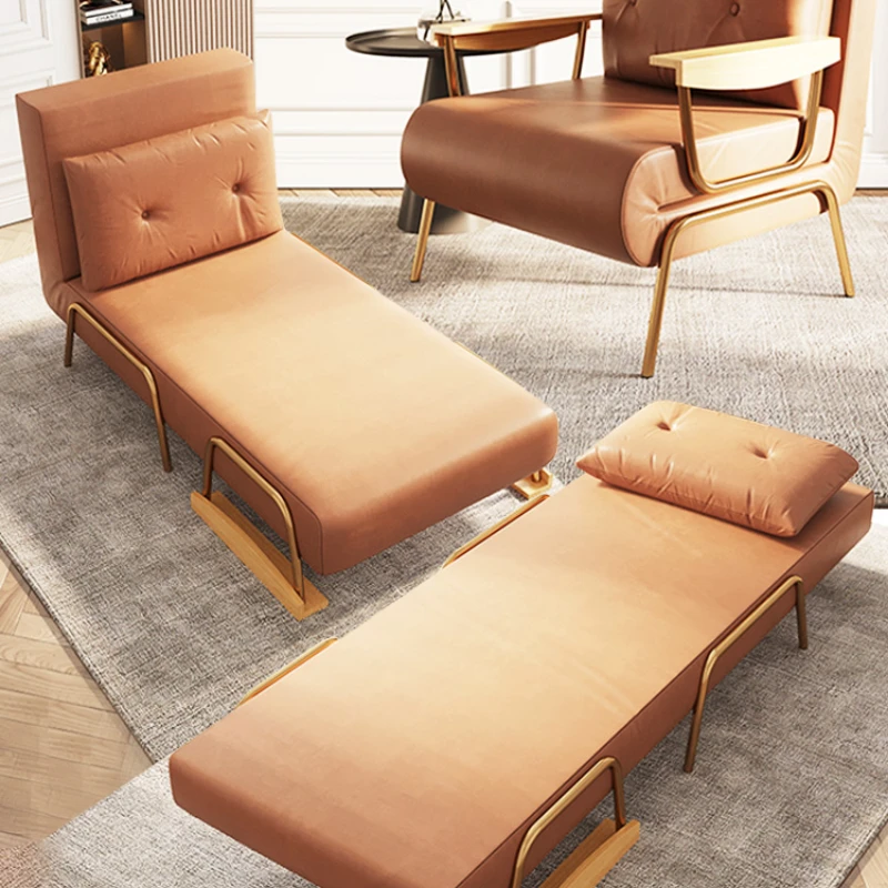 

Folding Bed Dual-Use Single Foldable Multifunctional Double Home Small Apartment Living Room Balcony Adult Faux Leather