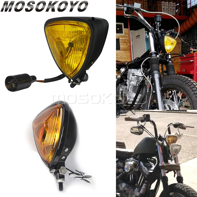 Ретро мотоциклетная треугольная фара 12 В налобный фонарь H3 H4 для Bobber