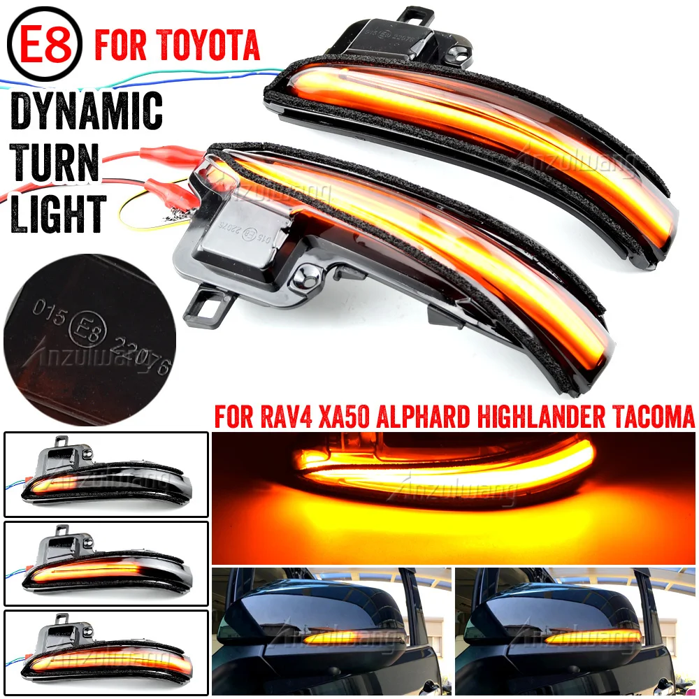 Фото Подходит для Toyota RAV4 XA50 2019-2020, подходит для Toyota Highlander XU70 2020, 2 шт. светодиодных динамических указателей поворота в боковые зеркала №5