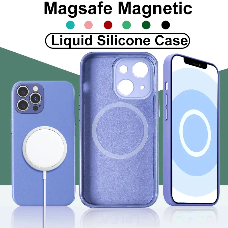 

For Magsafe Magnetic Wireless Charging Case For iPhone 13 12 11 Pro Max Mini XR X XS SE Liquid Silicone Protective Magnet Cover