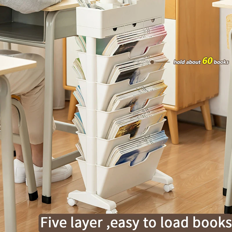 

Book Rack Large Capacity Bookshelf File Bookcase with Drawer Storage Shelf Stationery Organizer Student Office Desk Accessories