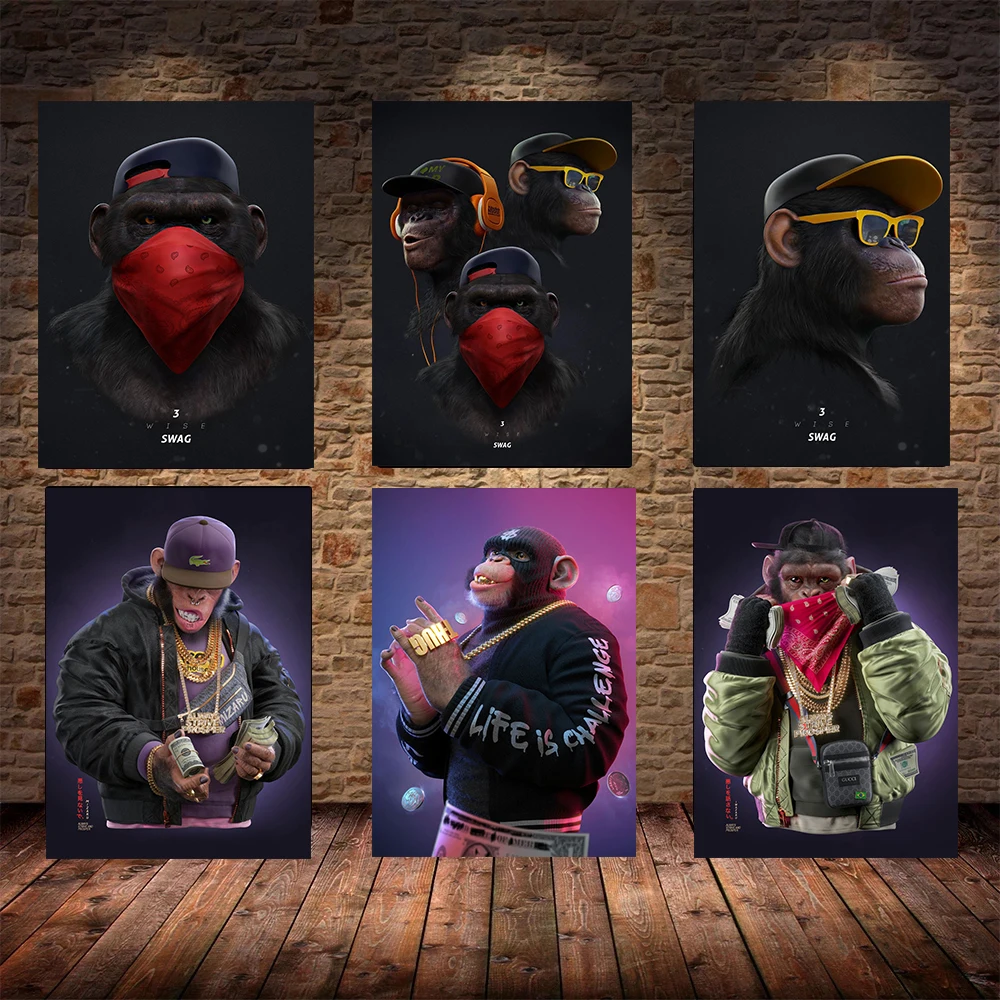 

Художественная Картина на холсте крутая обезьяна Картина на холсте плакат и печать декоративная картина для гостиной Настенная картина