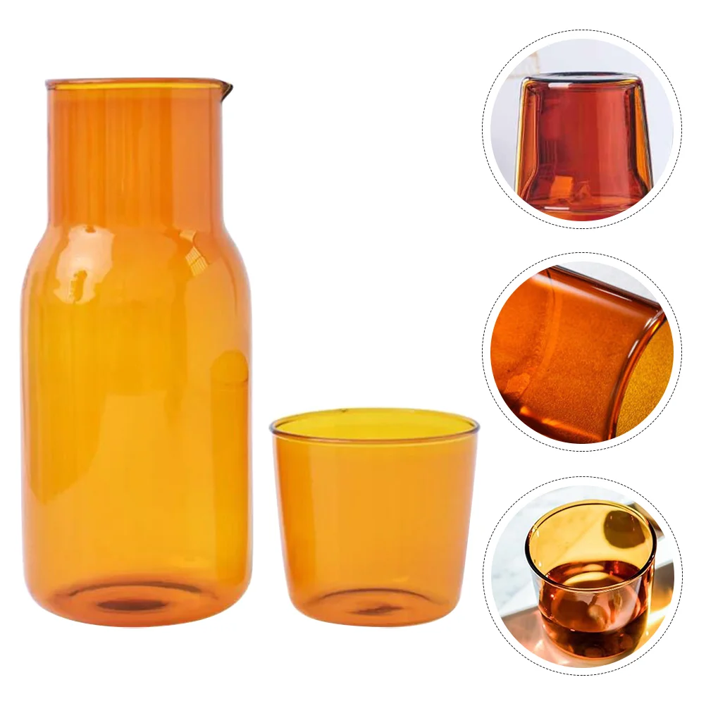 

Water Pitcher Bedside Cup Bottle Glasses Night Jug Set Drinking Nightstand Dispenser Clear Lemonade Cold Tumbler Mouthwash Drink