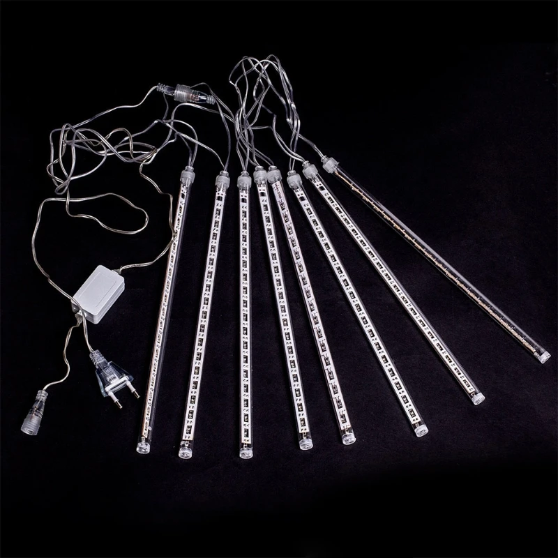 

2022 New 30cm/50cm LED Lights Meteor Shower Rain 8Tube Xmas Tree Outdoor Light EU Plug