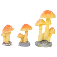 3pcs mini garden ornaments small mushroom garden decor resin mushroom decors