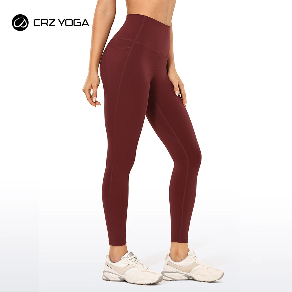 CRZ YOGA Womens Luxury High Waist Yoga Leggings Sports Capri with Zip Pocket