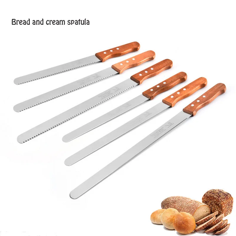 Couteau à pain spatule 8/10/12 pouces  manche en bois  acier inoxydable  trancheur de gâteaux