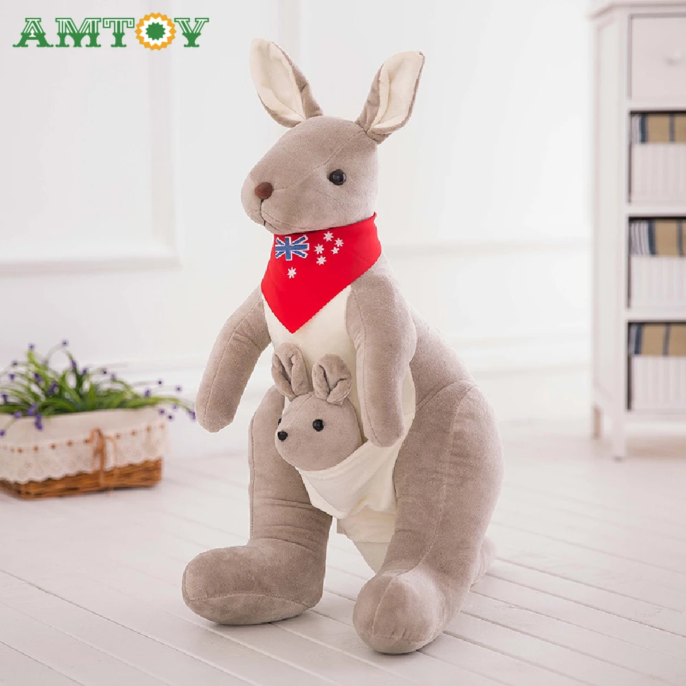 

Плюшевый кенгуру AMTOY с австралийским шарфом и несъемным Джоуи Huggable, мягкие игрушки для мамы и ребенка, игрушки-животные, украшение для дома