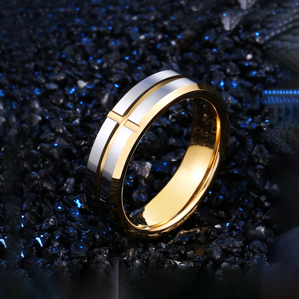 

Fashion Men Women Simple Cross Ring Punk Hip Hop Stainless Steel Trendy Cross Ring Couple Creative Jewelry Gifts Wholesale