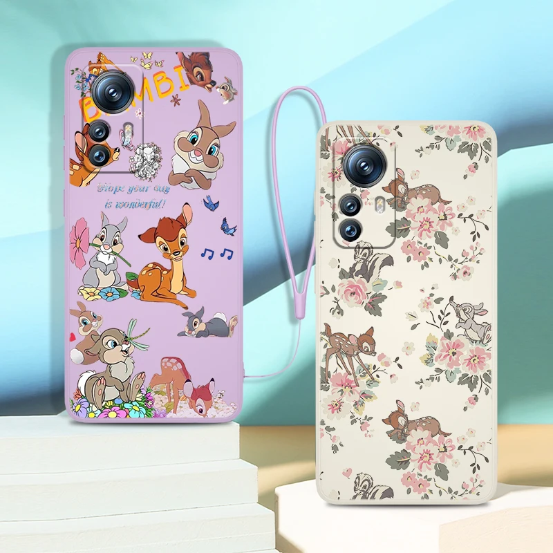 Disney Cartoon Bambi Phone Case For Xiaomi Mi 12 12X 11i 11T 11 10 10S 10T 9 SE Pro Lite Ultra 5G Liquid Rope Cover