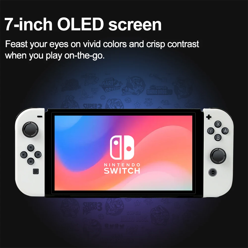 Nintendo Switch OLED Video Game Console with Joy-Con 7 Inch Screen 64GB Internal Storage Enhanced Audio Blue Red Set White Set