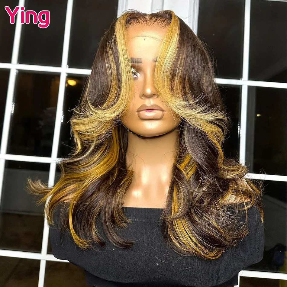 

Ying Highlight #30 Blonde Colored 13x6 Transparent Lace Front Wig 200% Body Wave 13x4 Lace Front Wig PrePlucked With Baby Hair