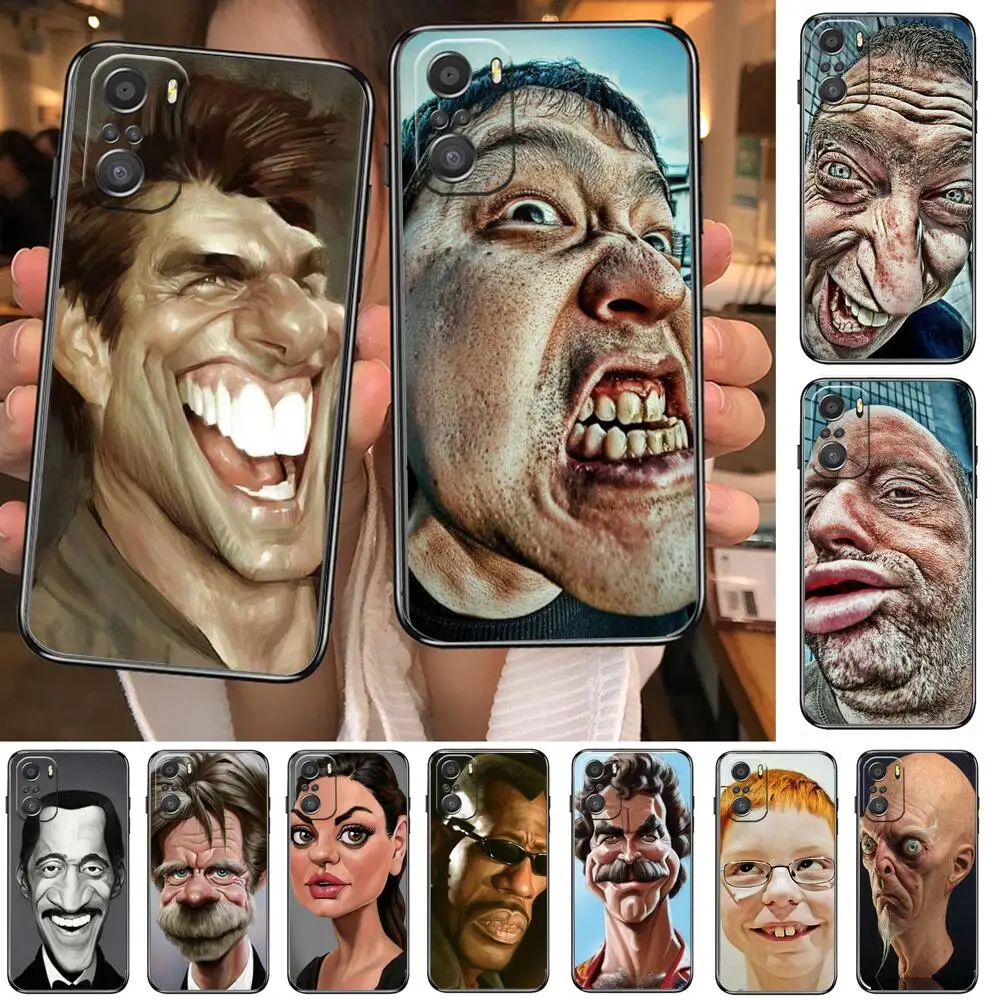 

HD-funny character expression Phone Case For xiaomi mi 11 Lite pro Ultra 10s 9 8 MIX 4 FOLD 10T 5g Black Cover Silicone Back Pre