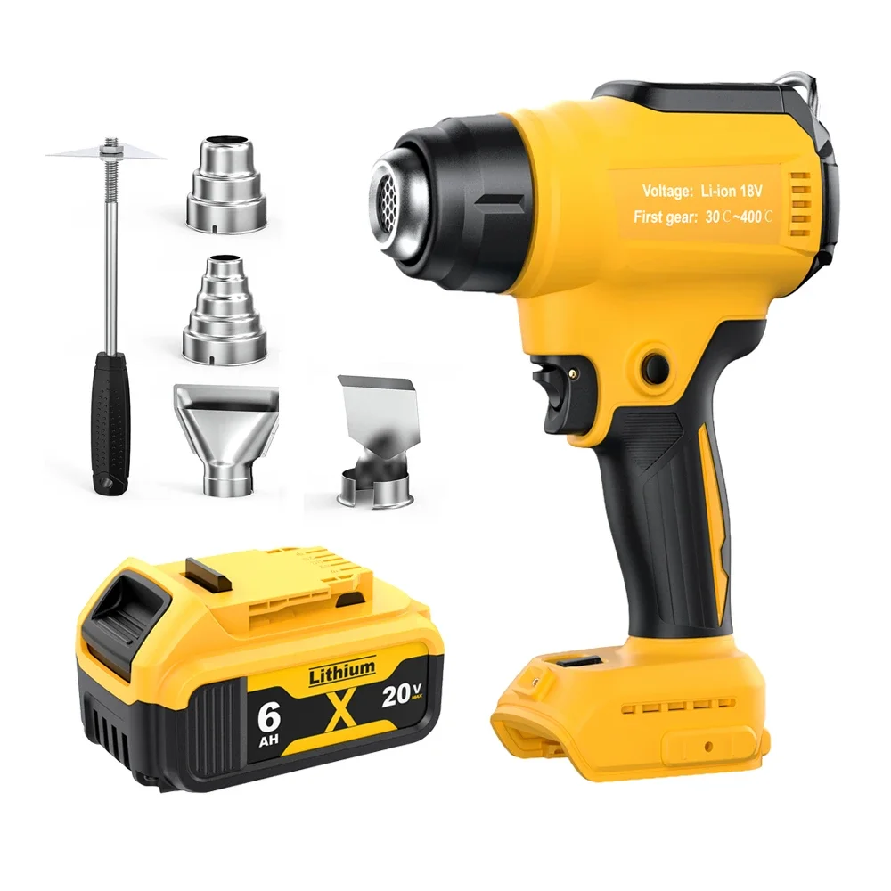 Беспроводной тепловой пистолет с регулируемой температурой 122-1022F, портативный аккумулятор, портативный аккумуляторный термоусадочный пистолет для аккумулятора DEWALT 20 В