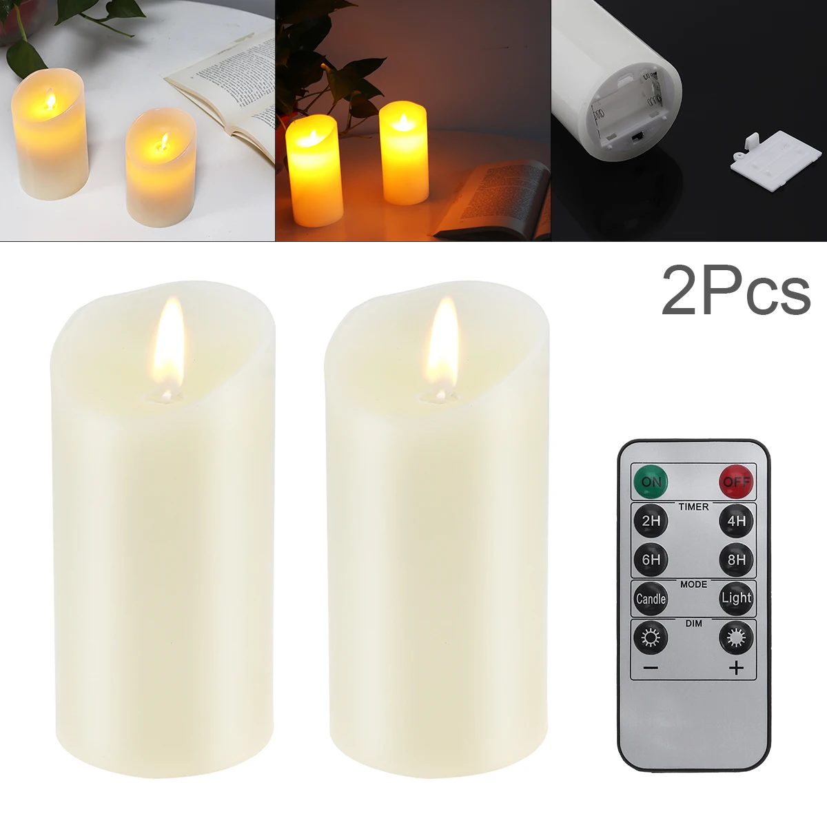 

2Pcs LED Flameless Candle Lights with Remote Control New Year Candles Battery Powered Led Tea Lights Easter Candle Decor Light