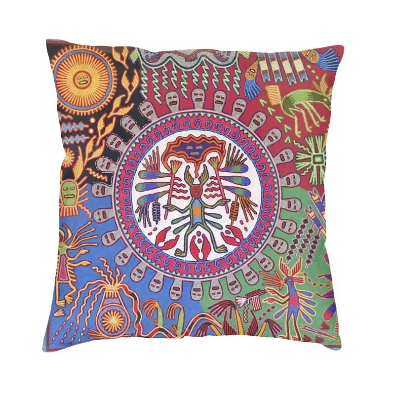 Mexican Huichol Folk Luxury Throw Pillow Covers Decoracion Salon Car Cushion Case 45x45cm Office Hotel Decorative Pillowcases