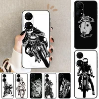 skull head mountain bike phone case for huawei p50 p40 p30 p20 10 9 8 lite e pro plus black etui coque painting hoesjes comic fa