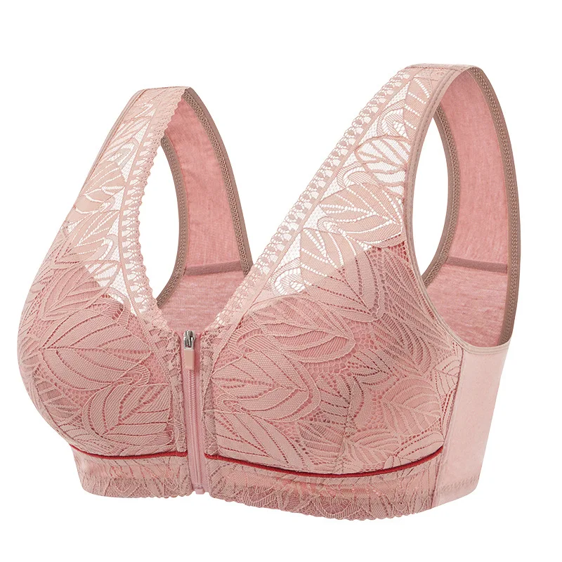 

36-52 Large Women Front Zipper Bra Large Size Closure Bralette Top Wireless Large Underwear Lingerie Sexy Lace Bras for Women