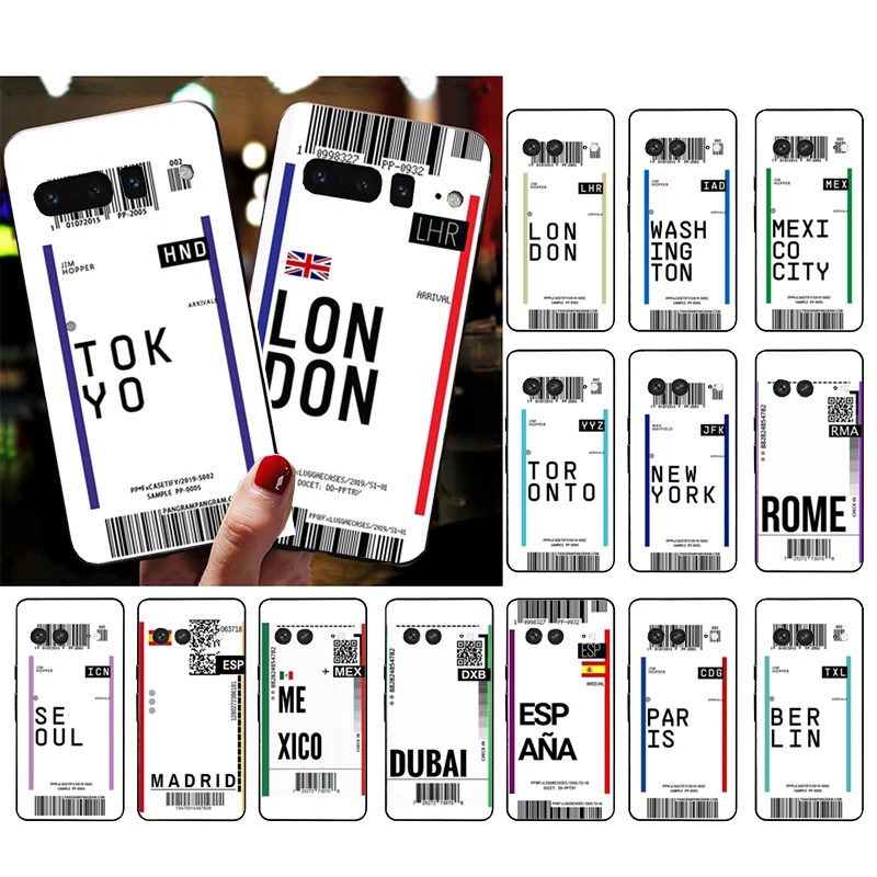 

Phone Case for Google Pixel 7 Pro 7 6A 6 Pro 5A 4A 3A Pixel 4 XL Pixel 5 6 4 3 XL 3A XL 2 XL Air ticket London Tokyo Mexico Case