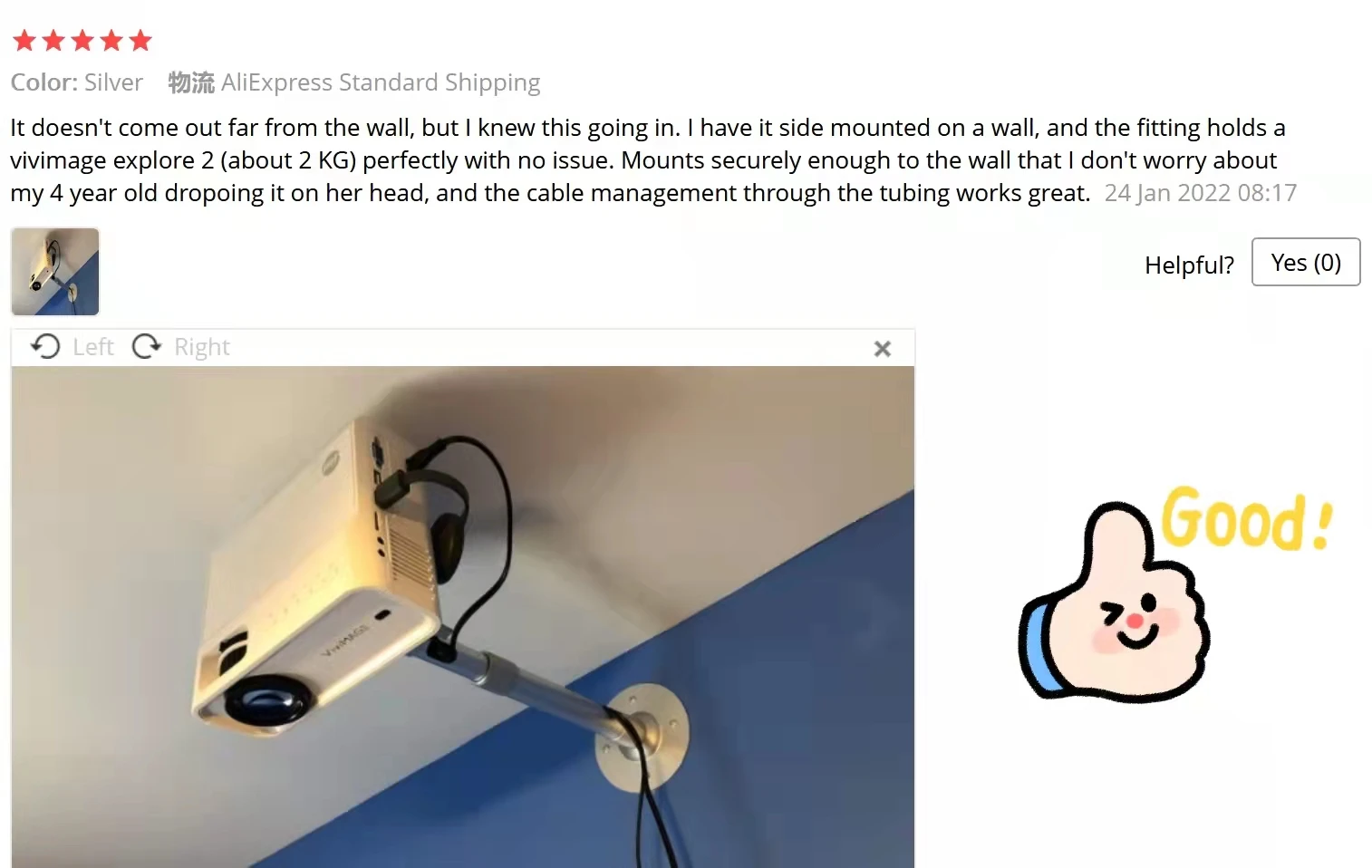 Универсальный потолочный настенный кронштейн для проектора 20-40 см алюминиевый