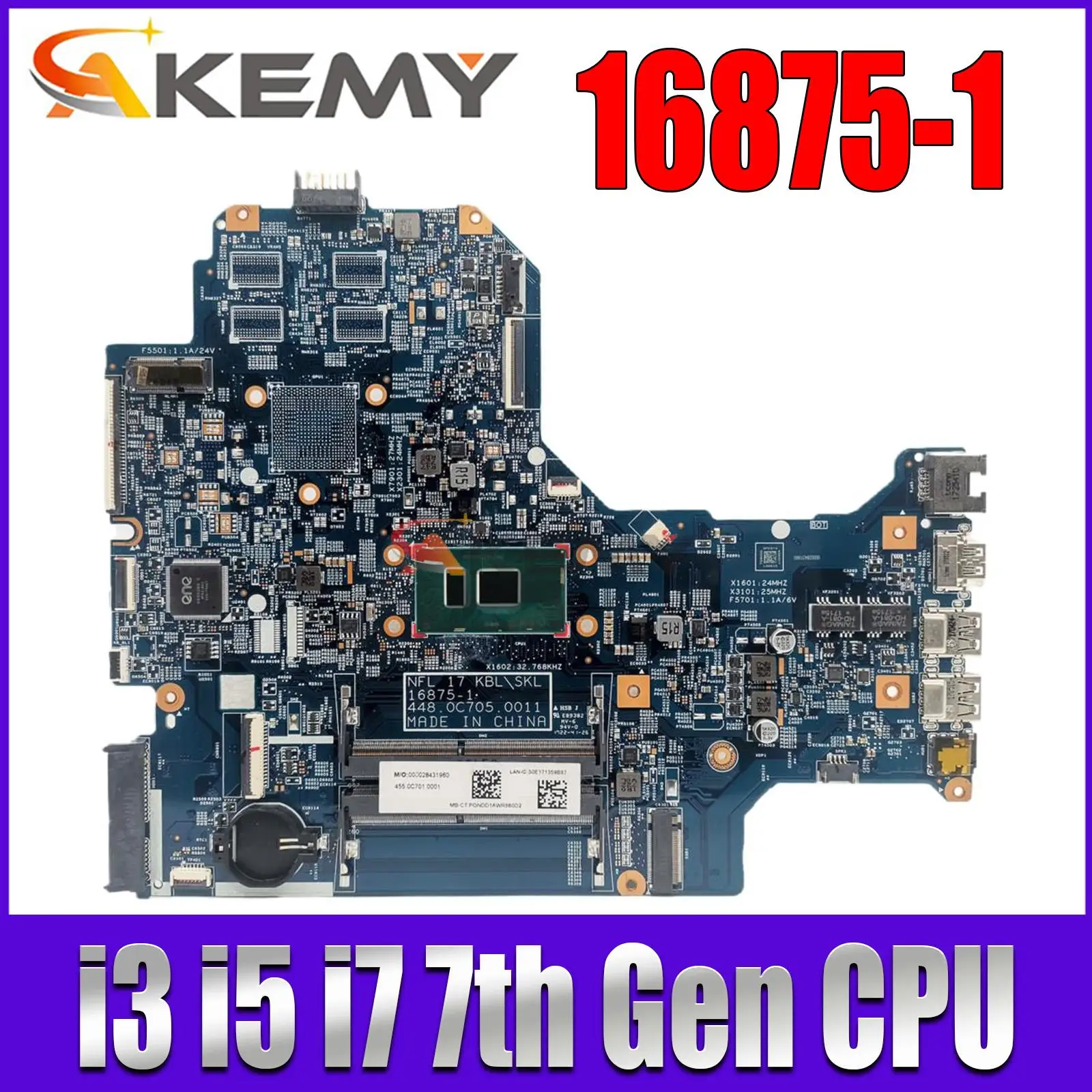 

925625-001 925625-601 16875-1 448.0C705.0011 for HP 17-BS 17T-BS 17-BS001CY Laptop Motherboard i3 i5 i7 7th Gen CPU Fully Tested