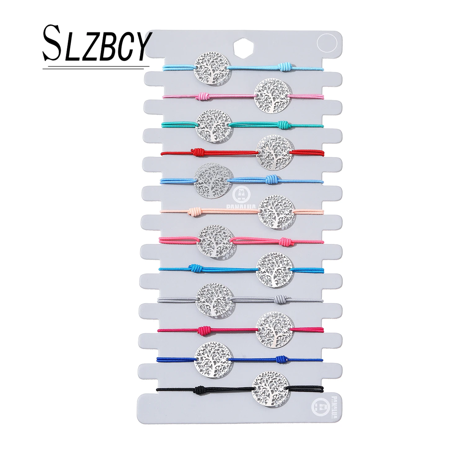 

12 Colors Per Set Charms Silver Color Hollowed Pendent Bracelet for Women Fashion Jewelry Rope Chain Bracelets Party Accessories