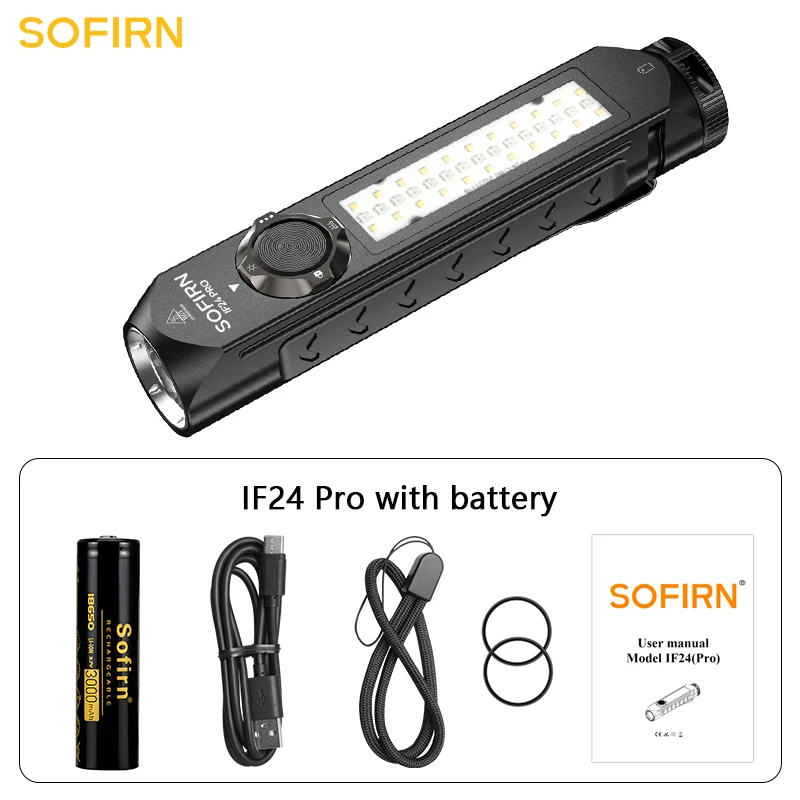 

Sofirn IF24 PRO SFT40 Buck Driver RGB Light 1800 лм 340 м 18650 USB C Перезаряжаемые фонарики Spot Flood Spot с магнитом
