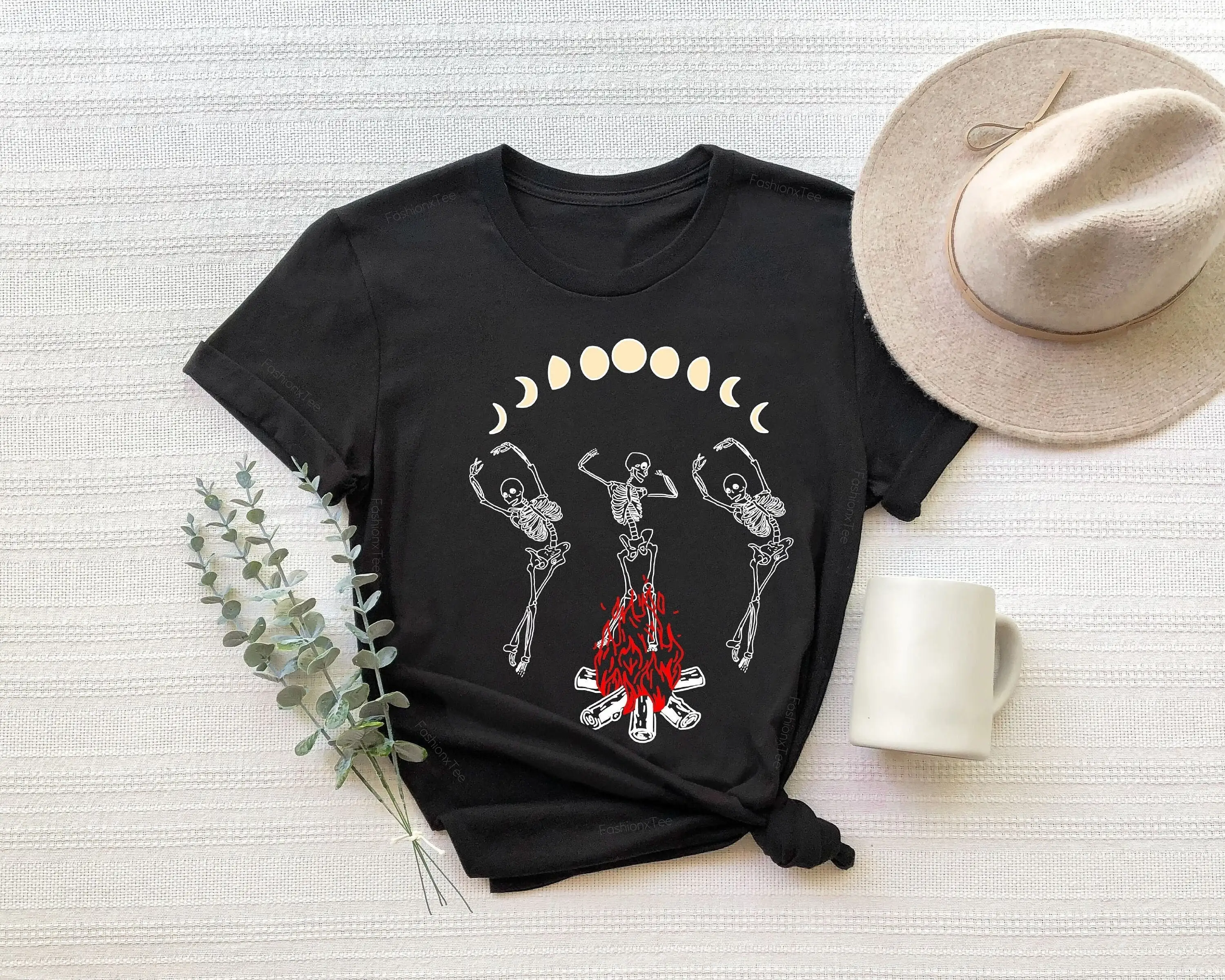 Футболка со скелетом Witchy Mystic Moon Phase Witch Celestial Mystical Camp Lover