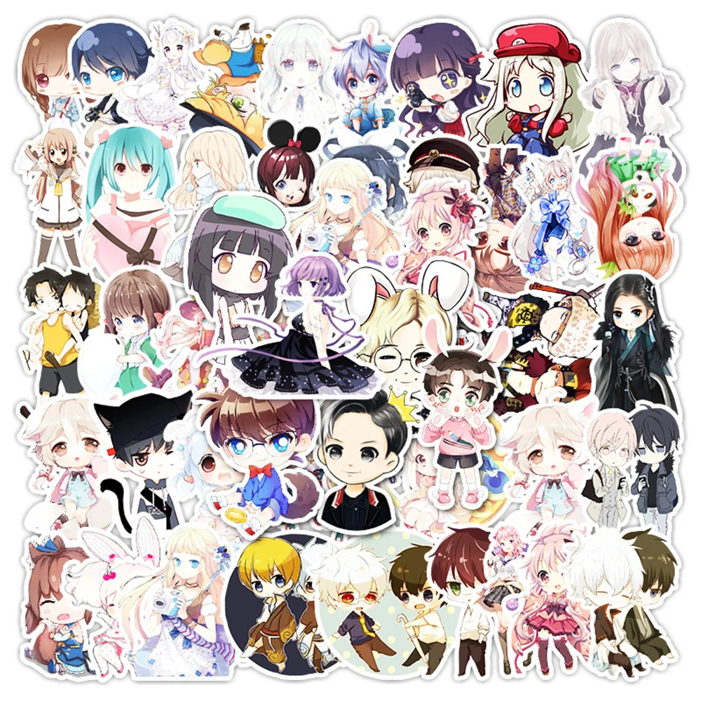 

10/30/50PCS Cute Cartoon Two-dimensional Girl Graffiti Waterproof Sticker Creative Personality Decal Skateboard Helmet Wholesale
