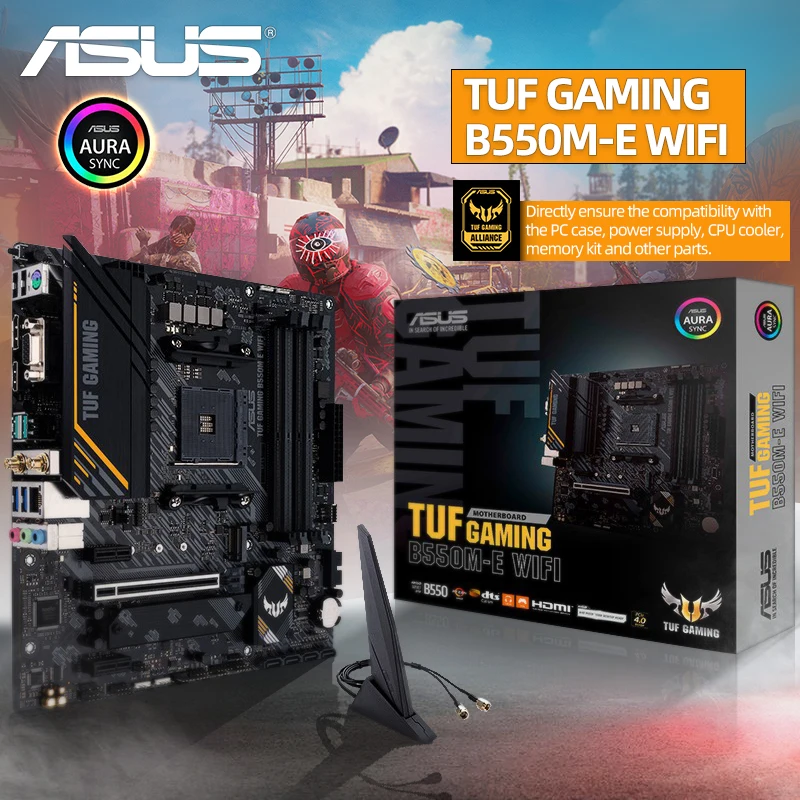 ASUS New TUF GAMING B550M-E (Wi-Fi) Системная плата Набор для майнинга Ryzen AM4 CPU Micro-ATX B550M AMD B550 DDR4 Xeon 4600(OC) MHz 128G 