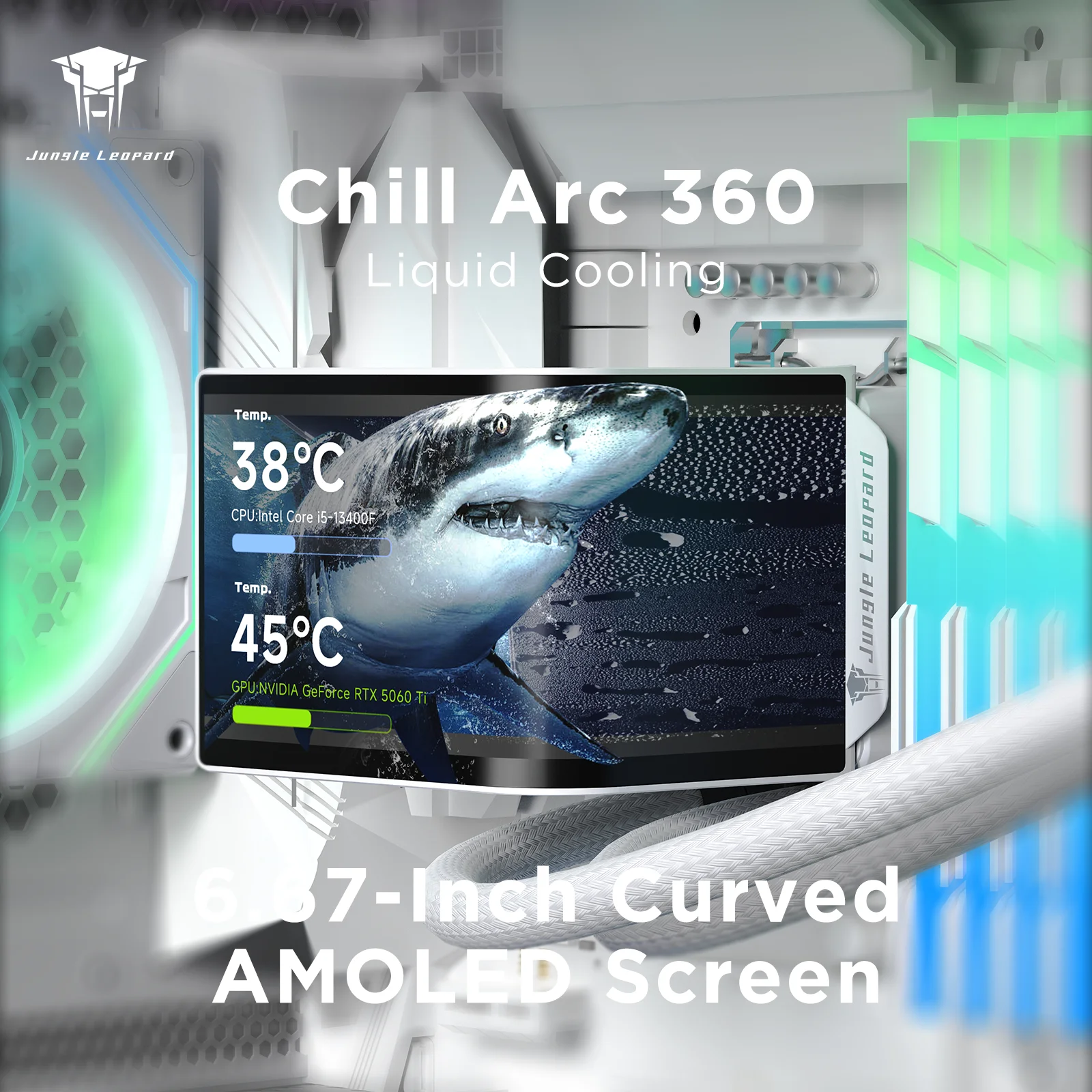 Фото 360-мм процессорный кулер AIO с 6,67-дюймовым изогнутым поворотным экраном 2K AMOLED и 3D-анаморфным эффектом |   320 Вт TDP |   Вентиляторы ARGB Chill ARC №2