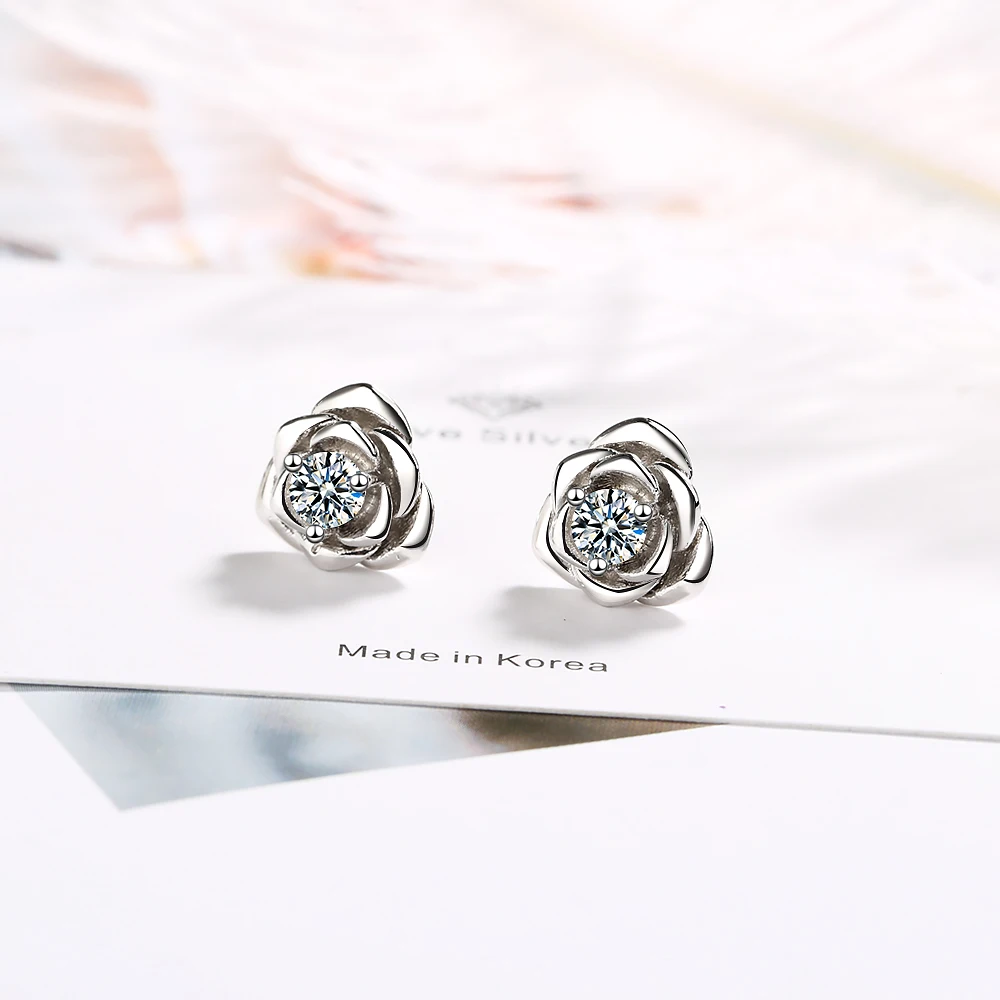 

Todorova Cubic Zircon Rose Flower Stud Earrings For Women Lady Romantic Gift Brincos Wedding Earrings Party Jewelry bijoux