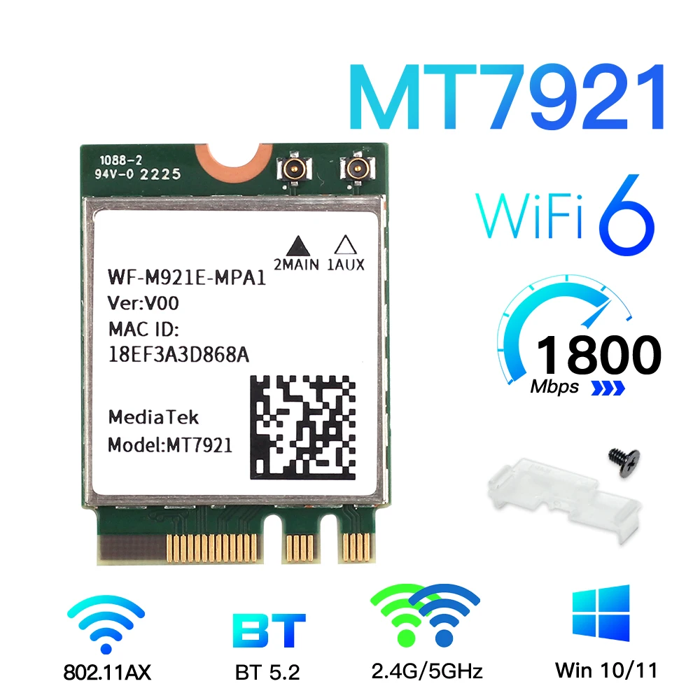 Wifi 6 mt7921. Mediatek wifi 6 mt7921. mediatek bluetooth adapter. mediatek wi-fi 6e mt7922 (rz616) 160mhz wireless lan card.