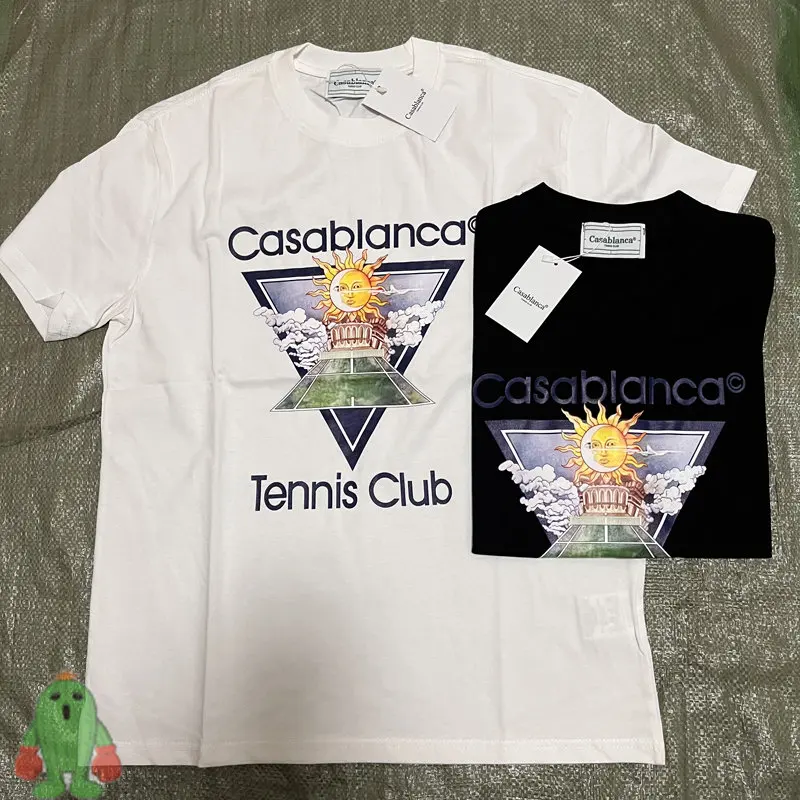 

Real Photos CASABLANCA T-shirts Tennis Club Court Letter Square Print Short Sleeve T Shirt for Men Women
