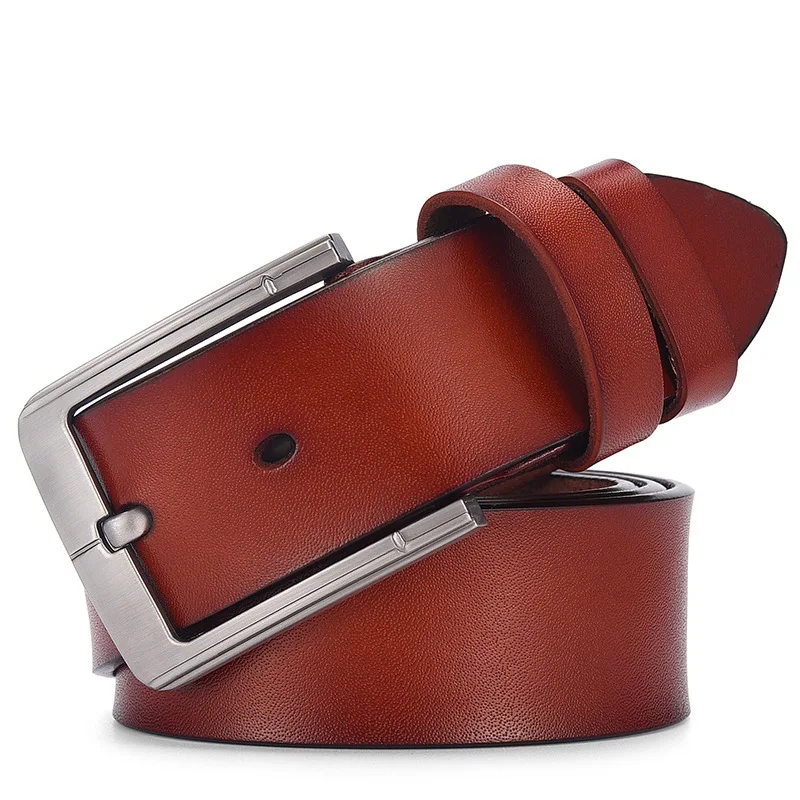 Business Men's Retro Needle Buckle Luxury Leather Belt Foreign Trade Cowhide Belt Classic Fashion Men's Pants Belt
