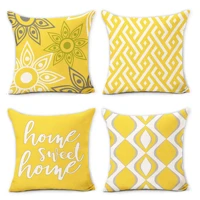 yellow geometric petal linen pillowcase sofa cushion cover home decoration can be customized for you