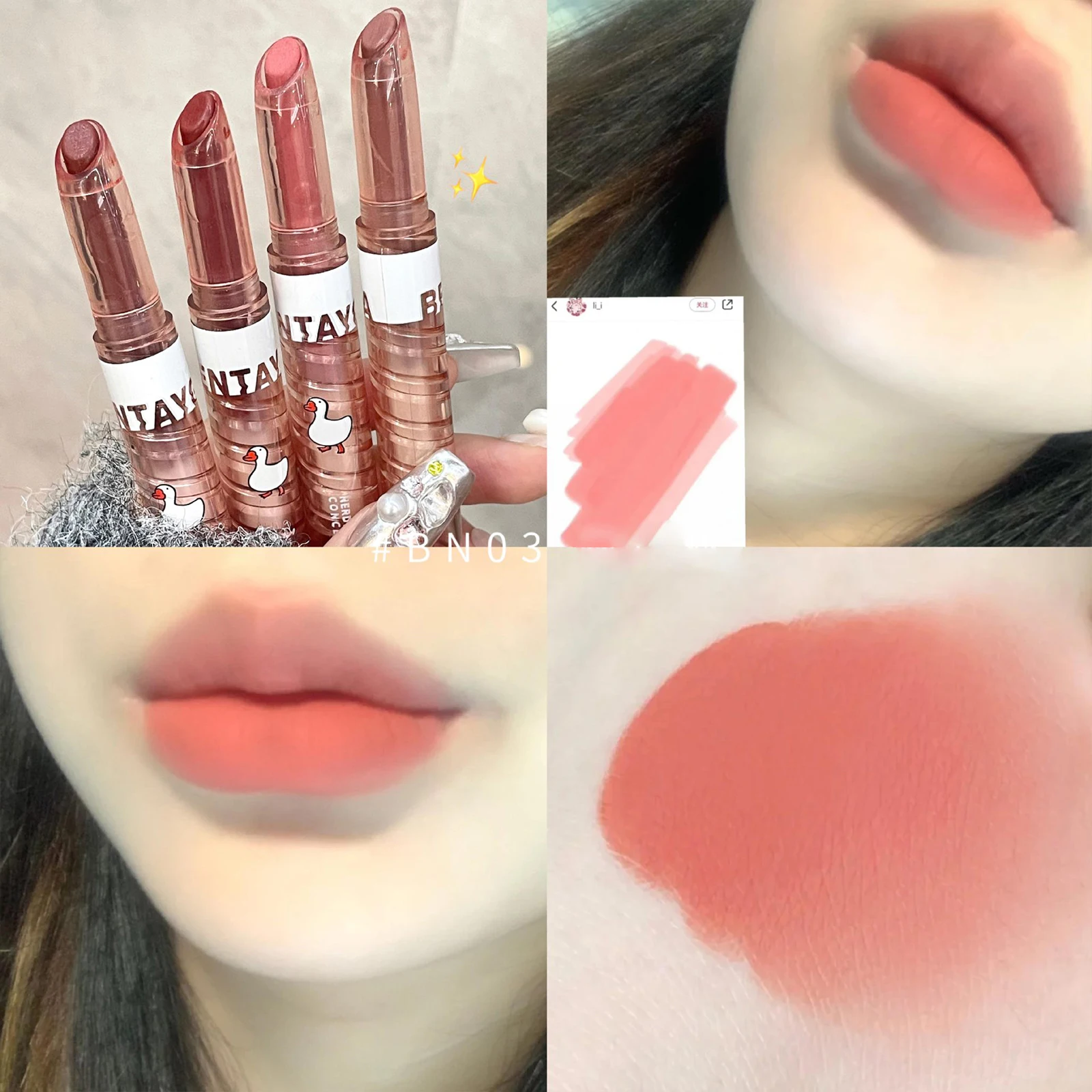 

Cute Duck Lipstick Pencil Nude Red Matte Solid Lip Gloss Highly Pigmented Lip Pen Longwear Lip Tinted Balm Cream Lip Cosmetic