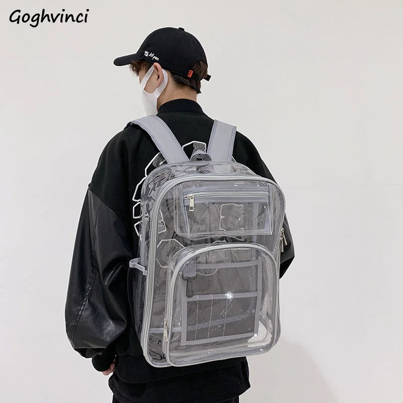 

Transparent New Backpacks Unisex Large Capacity Waterproof Bags Stylish Design Couple All-match Backpack Zippers Travel Portable