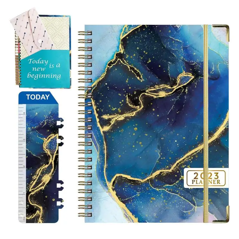 

Weekly Planner Agenda Notebook With PVC Bookmark Hardcover Double-Wire Spiral Journal Notebook Weekly Planner Dated January 2023